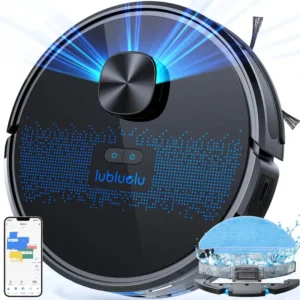Lubluelu-Staubsaugerroboter mit Wischfunktion, 3000Pa Laser-Navigationsgerät mit 5 Karten, 55 dB, mit App-Steuerung, ideal für Tierhaare, Teppiche, Hartböden